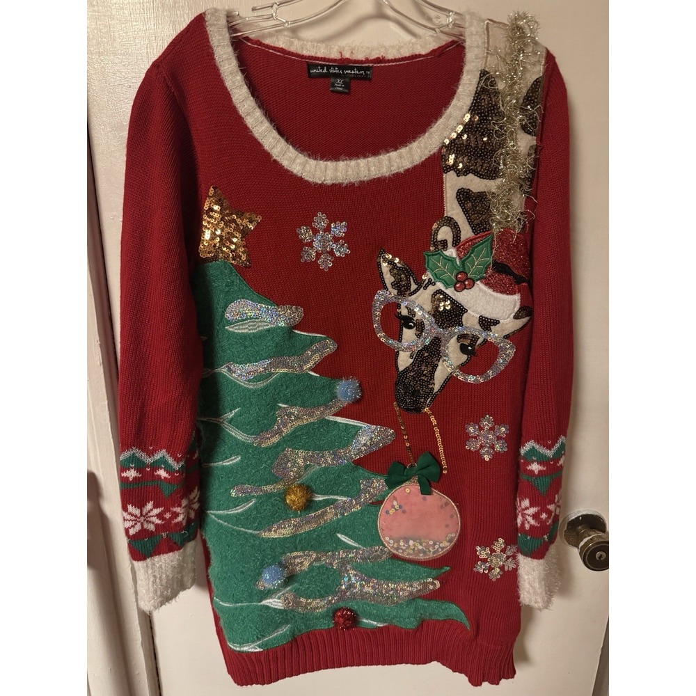 United States Sweaters Holiday Women's Size XL Appliqué And Embellished Tunic